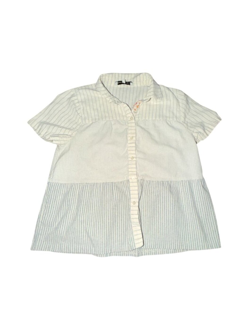 Madewell x The New Denim Project Stripe-Mix Seamed Button-Down Shirt-M-GUC